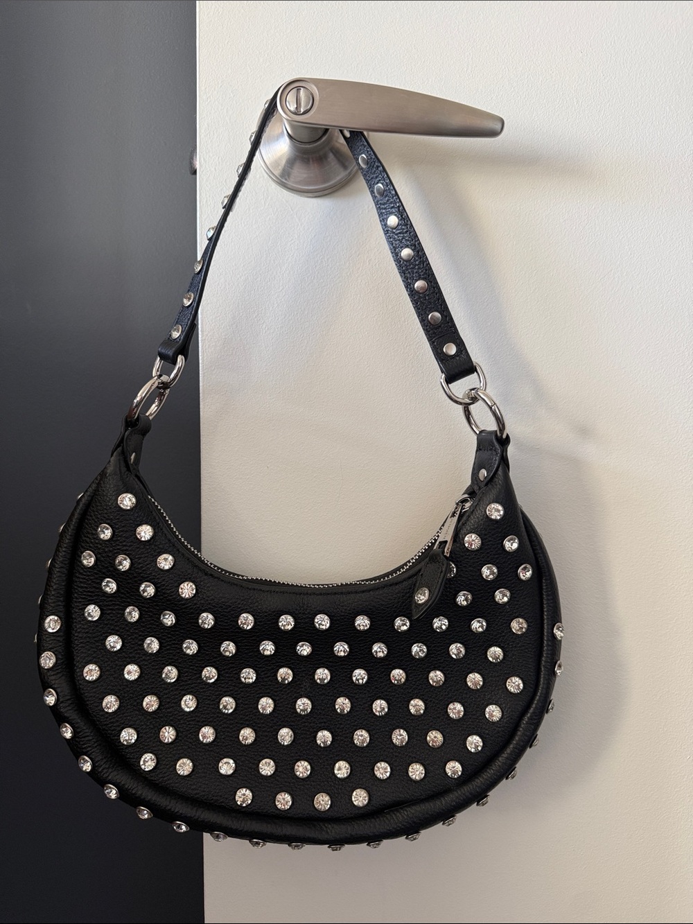 Retrofete Rhinestone Studded Black Shoulder Bag - Unbranded